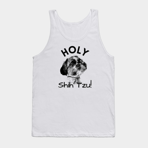 Funny Holy Shih Tzu Graphic Design Tank Top by AdrianaHolmesArt